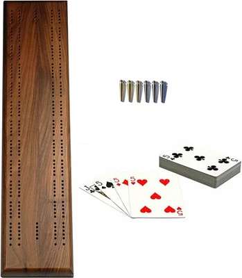 WE Games 2 Track Cribbage Set - Solid Walnut Wood with Sprint Board - Image 1 of 4