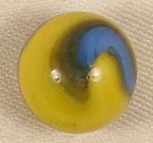AKRO AGATE TRI-COLOR CORKSCREW MARBLE BLUE YELLOW GREEN 11/16" NM - Picture 1 of 4