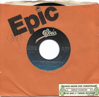 Merle Haggard, Going Home For Christmas/If We Make It Through Dec. 45 VG+ 1982 - Image 1 of 2