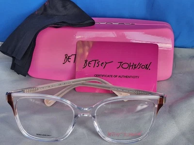 Nuevo marco de gafas para mujer Betsey Johnson Be Yourself plástico transparente 51-17-135 Foto 1 de 4