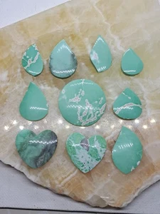 Lucin Variscite Cab Lot Of 10 Cabochons - Picture 1 of 12