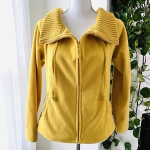 Lands' End Mustard Yellow Soft Cozy Zip up Jacket Womens Size Small 6/8 - Picture 1 of 8