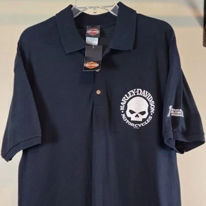 Camisa Polo Harley-Davidson Calavera Militar Overseas Tour Negra Para Hombre Grande Nueva con Etiquetas - Imagen 1 de 13
