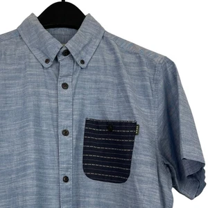 Howler Brothers Chambray Blue Mens M 100% Cotton Short Sleeve Button Up Shirt - Picture 1 of 9