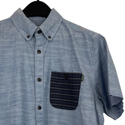 Howler Brothers Chambray Blue Mens M 100% Cotton Short Sleeve Button Up Shirt - Image 1 of 4