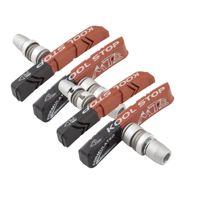 Paquete de 2 pares, Kool-Stop Mountain V-Brake Pasts Threaded Post, Negro y Salmón Foto 1 de 2