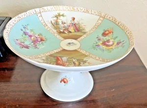 RARO DRESDA GROSSBAUM & SOHNE quadrifoglio RITRATTO porcellana CAKE STAND GERMANIA - Foto 1 di 16
