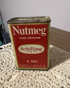 VINTAGE SPICE TIN SCHILLING NUTMEG “FULL” - Picture 1 of 6