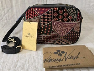 Patricia Nash Samt Patchwork Josie Kamerastil Handtasche schwarz neu mit Etikett - Bild 1 von 6
