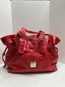 Dooney And Bourke Croc Embossed Red Leather Large Handbag Tote - Picture 1 of 10