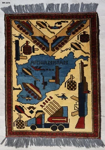 73x57 cm Afghan Warrug Kriegteppich Handgeknüpf Teppich Rug Afghanistan WR22/1A - Picture 1 of 9
