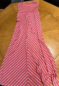 The Limited Striped Strapless Maxi Dress Size Small Pink Gray Jersey - Picture 1 of 8