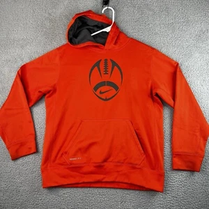 Nike Therma Fit Boys Hoodie Sweatshirt Orange Mesh Long Sleeve Pockets Fleece XL - Picture 1 of 12