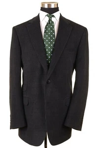 Samuelsohn Schwarz Ton Zealander Wolle Gerippt Sport Mantel Jacke Blazer 44 L - Bild 1 von 8