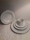 5 Pc. Vintage JC PENNY China Dinnerware Setting White/Silver