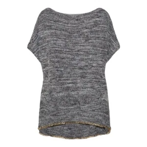 Diane Von Furstenberg Branitta Wool Tweed Gold Chainlink Hem Pockets Sweater Sm - Picture 1 of 10