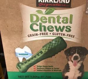 DENTAL CHEWS Kirkland Signature 36 DOG TREATS 1 BAG GREEN SEALED NEW free ship - Picture 1 of 8