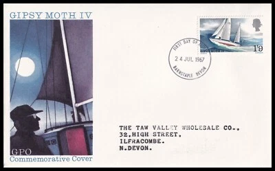 1967 GB Sir Francis Chichester GPO FDC Barnstaple Devon FDI - Image 1 of 2