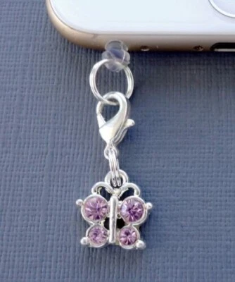 Schmetterling Handy Anhänger Anti Staubdicht Stecker Ohr Buchse C150 - Bild 1 von 2