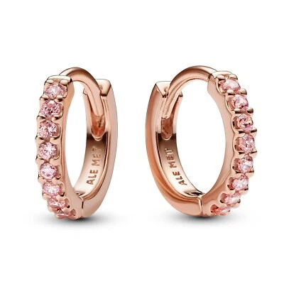 PANDORA Schmuck Damen-Creolen Funkelnde Pinke Huggies Roségoldfarben 283015C01 - Bild 1 von 2