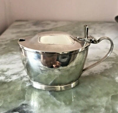 Antigua olla de mostaza forma ovalada de Jorge III de 1802 de James Mince London con sello  Foto 1 de 4
