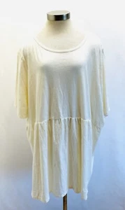 NWT SONOMA Women Short Sleeve Pull Over Boat Neck Beige Cotton Shirt Plus Sz 4X - Picture 1 of 11