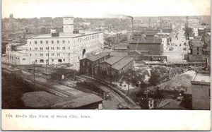 IOWA Postcard Sioux City IA Bird's Eye View RR Tracks Street Aerial 1910s - Picture 1 of 2