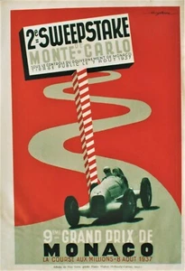 Original vintage poster MONACO GP WC F1 CAR RACE 1937 Sweepstake - Picture 1 of 1