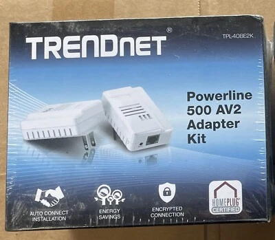 TRENDnet TPL-408E2K Powerline 500 AV2 Adapter Kit - New In Factory Sealed Box - Image 1 of 4