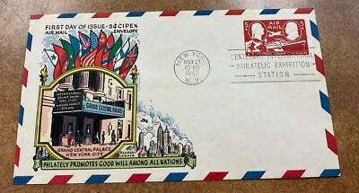 UC17 Fluegel caché multicolor correo aéreo CIPEX sello centenario FDC 1947 Foto 1 de 4