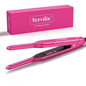 Pencil Flat Iron, 0.3" Mini Hair Straightener, All Pink - Picture 1 of 11