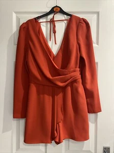 Nie getragen River Island Burnt Orange Langarm Wickel Playsuit Größe 8 - Bild 1 von 7