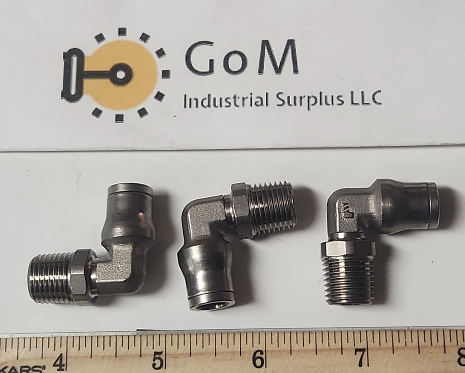 Stainles PTC 5/16" x 1/4" Mnpt Elbow 90  connector fitting Legris  3 Pack - Image 1 of 4