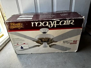 Vintage HUNTER ceiling fan 52" Model 25459 White Brass 1988 NOS New In Box - Picture 1 of 10