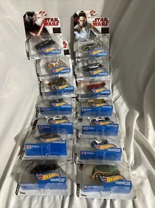 Star Wars Last Jedi Character Cars Hot Wheels Lot Of 14 Unique Vehicles VHTF HOT - Picture 1 of 17