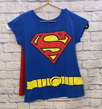 Superman T-Shirt With Cape XXL 2XL Kids Costume Shirt Blue Red Yellow EUC