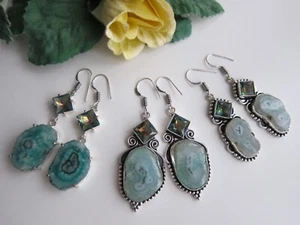 Earrings with Mystic Topaz and Solar Quartz Druzy. - Picture 1 of 28