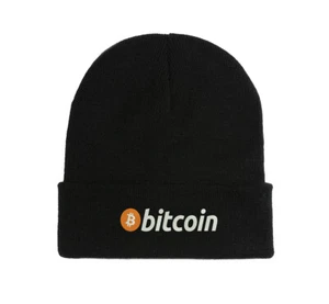 Bitcoin Classic Logo Embroidered Beanie Hat Winter Autumn Cap - Picture 1 of 3