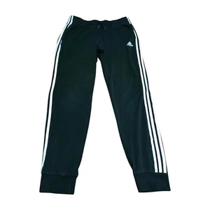 Adidas Jogger Three Stripes Climalite Mens Large Black Activewear Workout Pants - Picture 1 of 9