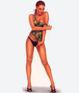 SEXY ARMY CAMO TANK TOP PINUP GIRL STICKER/VINYL DECAL #BUMPERSTICKER HOT! - Picture 1 of 1