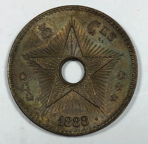1883 Belgin Congo. 5 Centimes. Nearly Uncirculated Cover