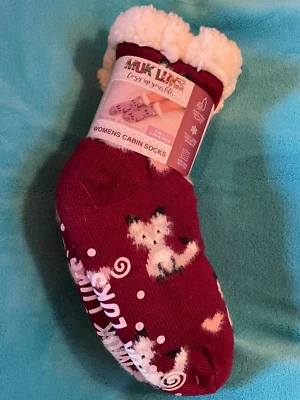 Nuevo MUK LUKS Mujer Calcetín de Cabina 2 Pares S M 5-7 Zapatilla Antideslizante Línea Difusa Zorro Rosa Foto 1 de 3