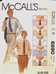 McCalls 6890-Camisa delantera abotonada para hombre-Elección de collares-Parche Bolsillo-42-Cuello 16 - Imagen 1 de 4