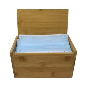 Bamboo Face Mask Dispenser, Wooden Mask Box with Cover for Personal Face Masks - Picture 1 of 7