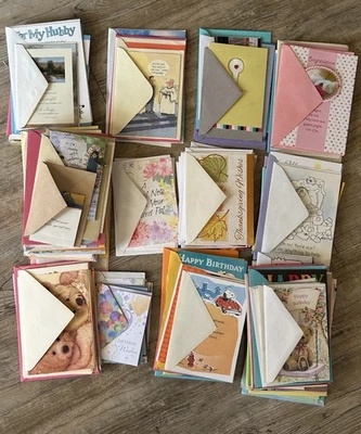 160 Greetng Cards Assorted Birthday Get Well Kids Adults New Baby Anniversary - Image 1 of 4