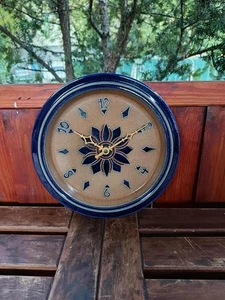 Flock vintage German quartz folksy flowery ceramic wall clock - Picture 1 of 6