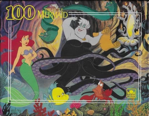 Puzzle vintage Disney Sirenetta Ariel e Ursula 200 pezzi 14" x 18" oro - Foto 1 di 1