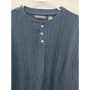 Henley Sweater Chunky Cable Knit Button 90s Y2K Fisherman Oversized Men’s Large - Picture 1 of 4