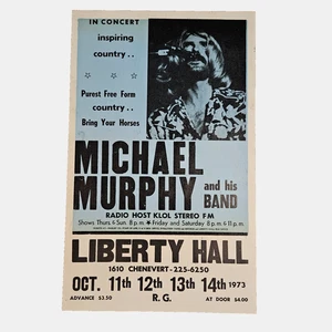 Póster promocional de concierto Liberty Hall 14x22 1973 Michael Murphy & His Band - Imagen 1 de 5