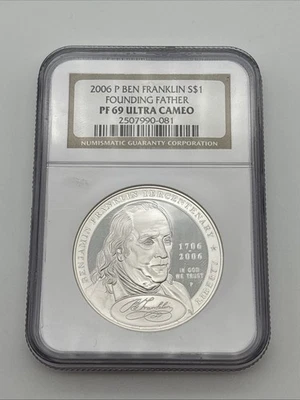 2006 P Ben Franklin S$1 Founding Father PF 69 Ultra Cameo - Image 1 of 4